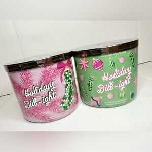 Bath & Body Works Holiday Dill-ight 3-Wick Candle Set of 2 Pickle Scent